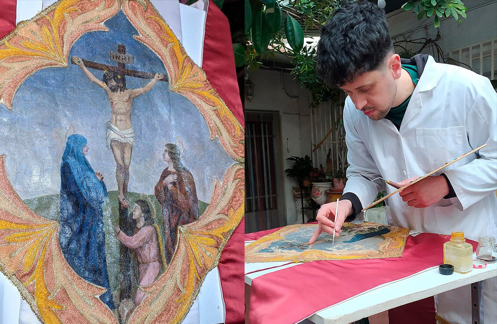 El estandarte de la Hermandad de Jes�s en El Calvario y Santa Cena ha sido restaurado